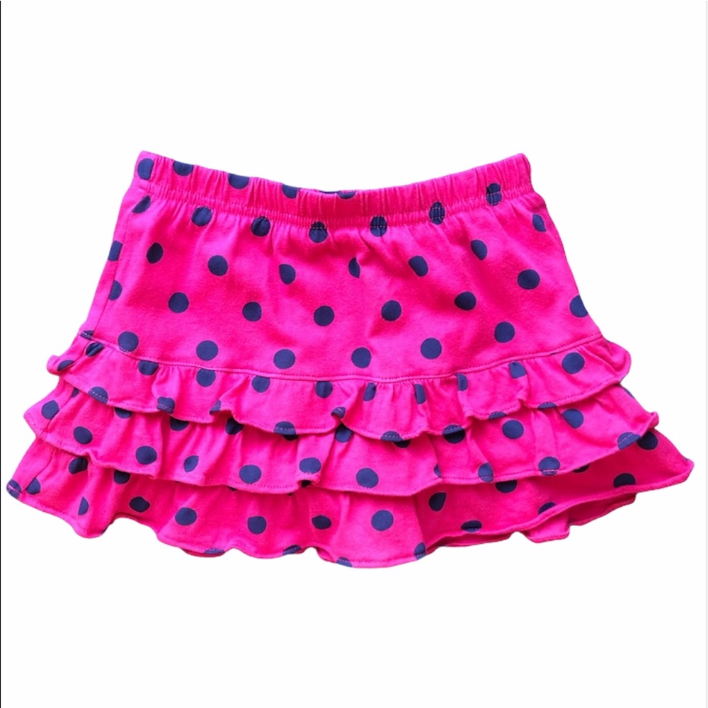 CARTER’S Pink Blue Polka Dot Skort Skirt Size 2 Tiered Ruffle Cotton